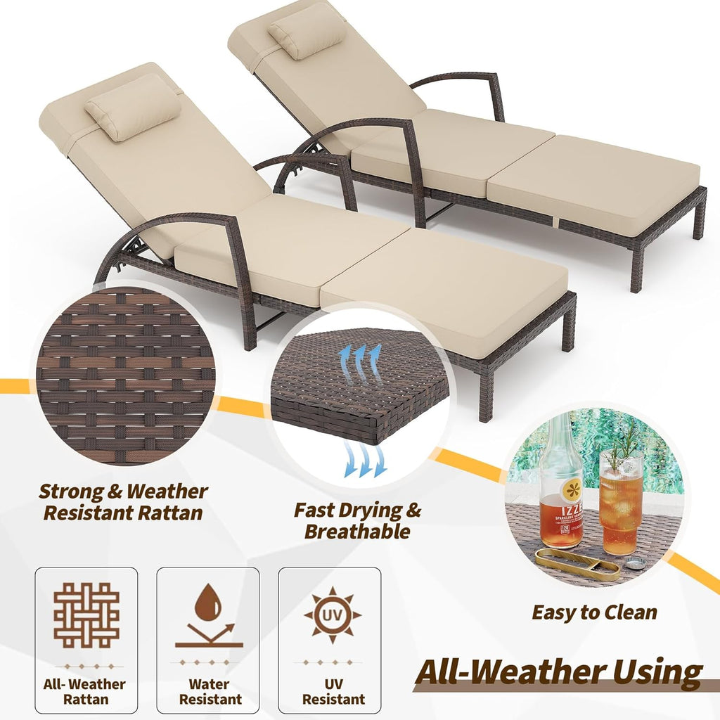 Litake Brown Rattan Pool Chaise Lounge