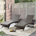 2 Brown Wicker Pool Chaise Lounges