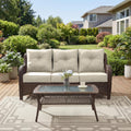 Patio Furniture Set, 3PCS Outdoor Wicker Conversation Set Porch Furniture with 6" Thick Cushions, High Back Swivel Chairs, Weather Resistant Olefin Fabric for Garden, Poolside, Navy Blue