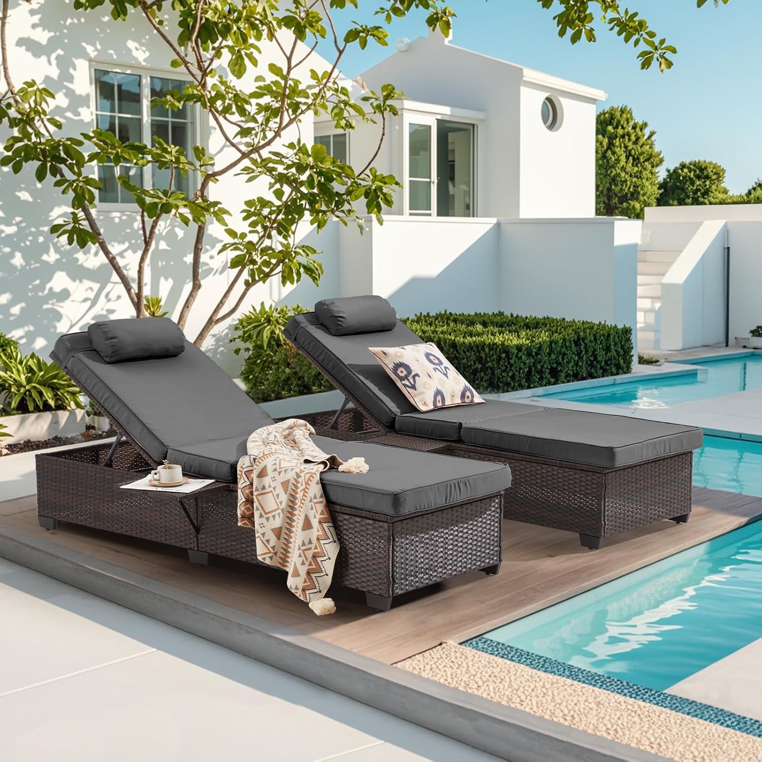 Outdoor 2-Pack Pool Chaise Lounge Chairs