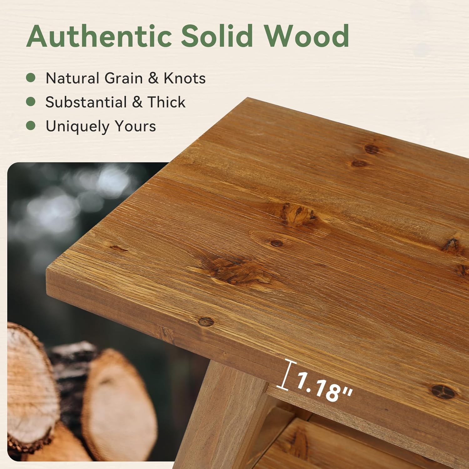 Farmhouse Storage Wood Dining Bench