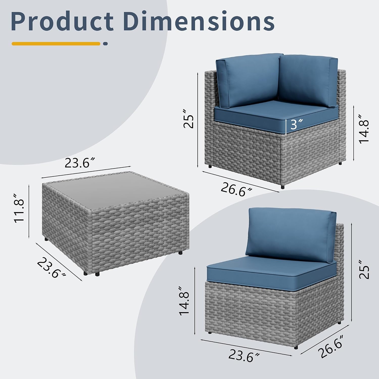 Silver Rattan 5pc Patio Sofa Set