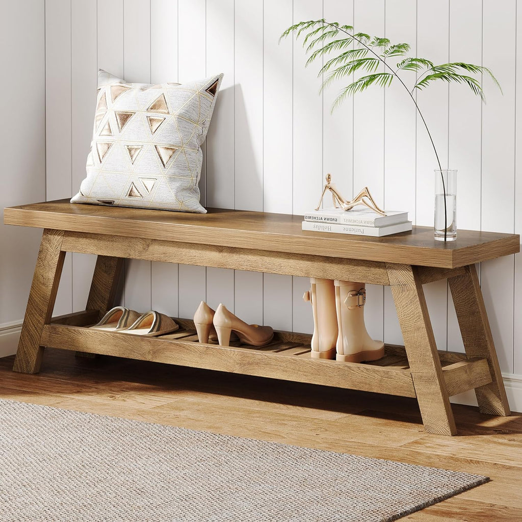 Tribesigns Wood Storage Entry Bench