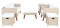 SAFAVIEH Outdoor Collection Presla Natural/White 6-Piece Patio Living Set PAT7715D-3BX
