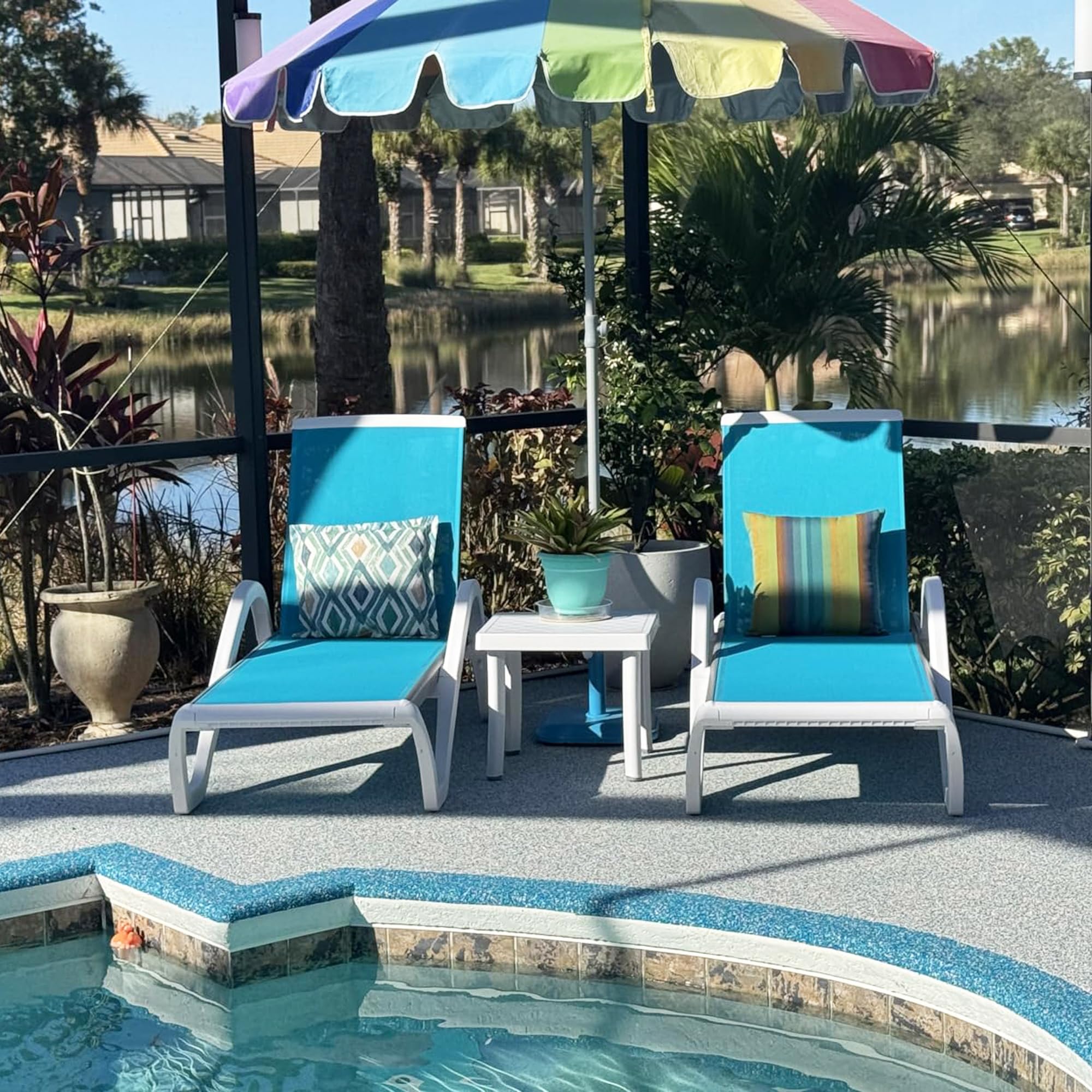 PURPLE LEAF Patio Chaise Lounge Chair with Armrests Outside Aluminum Plastic Stackable Tanning Chairs for Pool Sunbathing Beach Deck Outdoor Lounger, Khaki