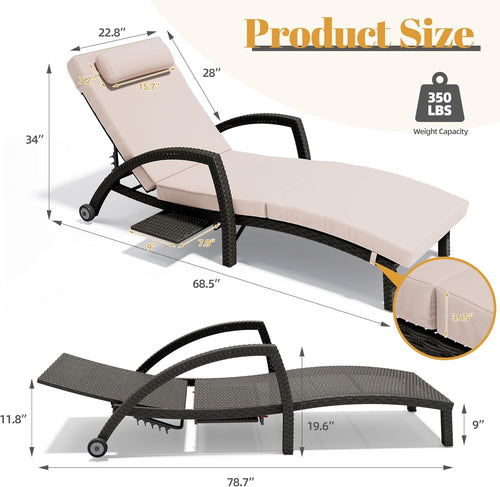 2 Wicker Pool Chaise Lounges with Cushions
