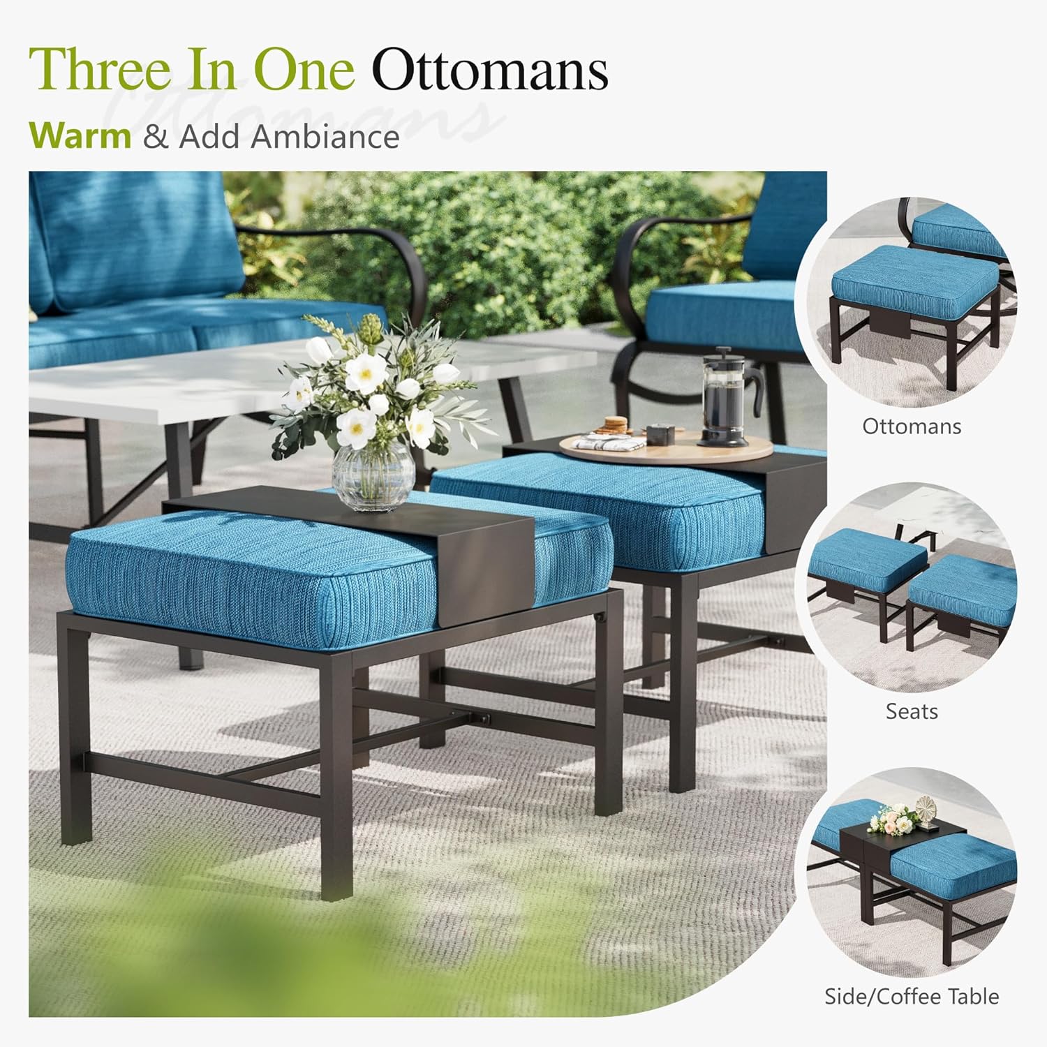Sophia William Peacock Blue Fire Pit Patio Set
