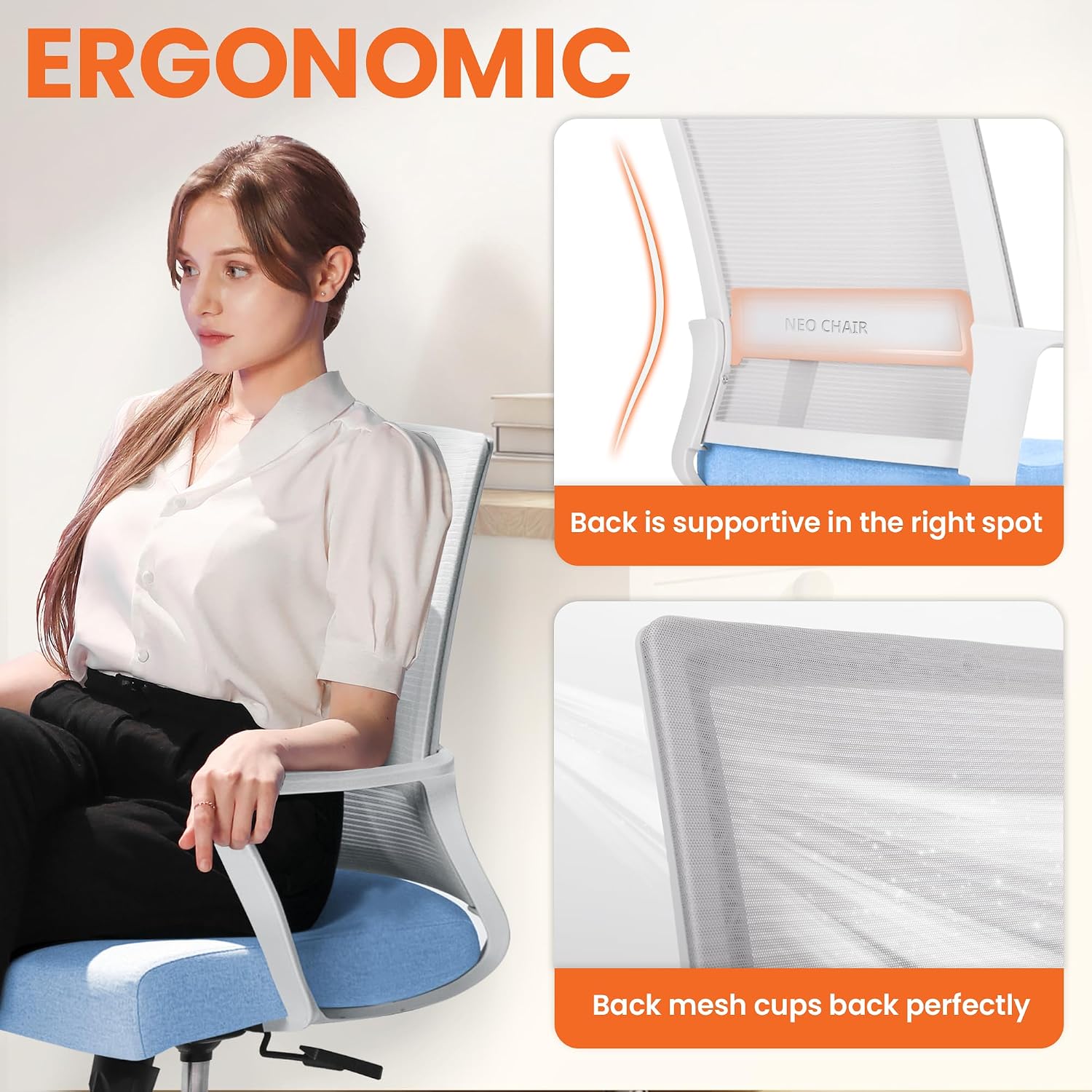 Sky Blue Mesh Gaming Office Chair