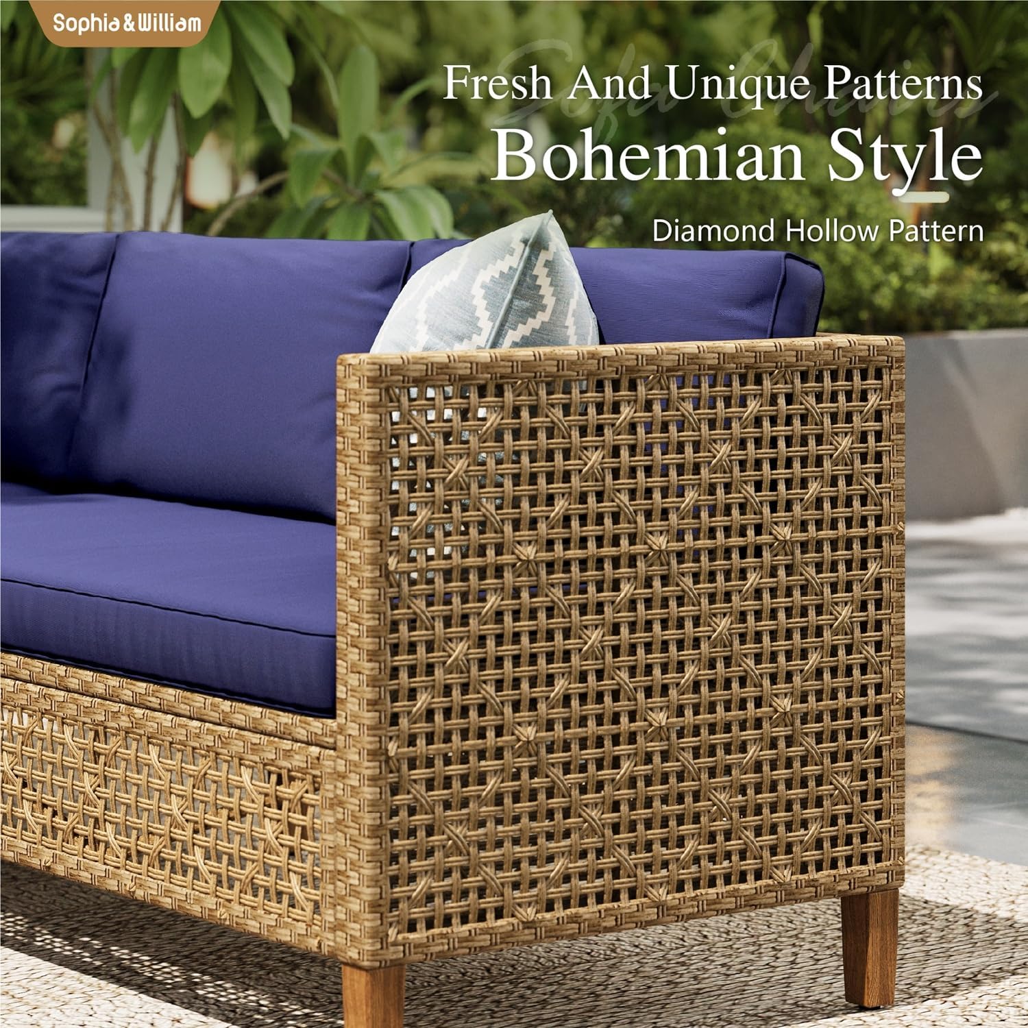 Sophia William Navy Wicker Patio Set