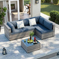 Silver Rattan 5pc Patio Sofa Set