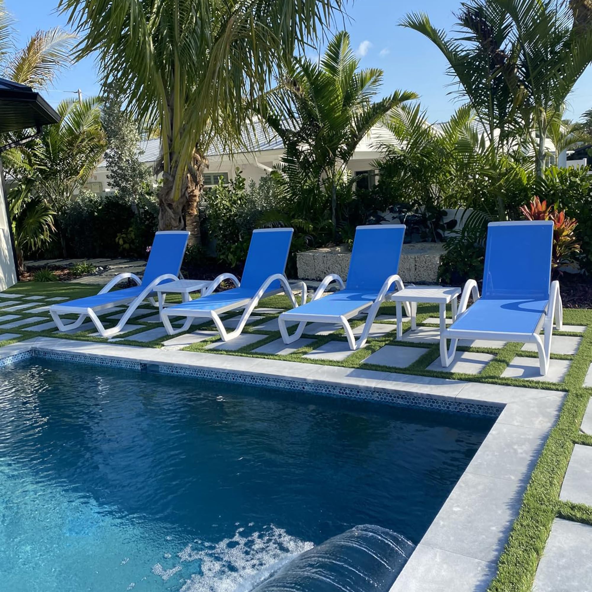 PURPLE LEAF Patio Chaise Lounge Chair with Armrests Outside Aluminum Plastic Stackable Tanning Chairs for Pool Sunbathing Beach Deck Outdoor Lounger, Khaki