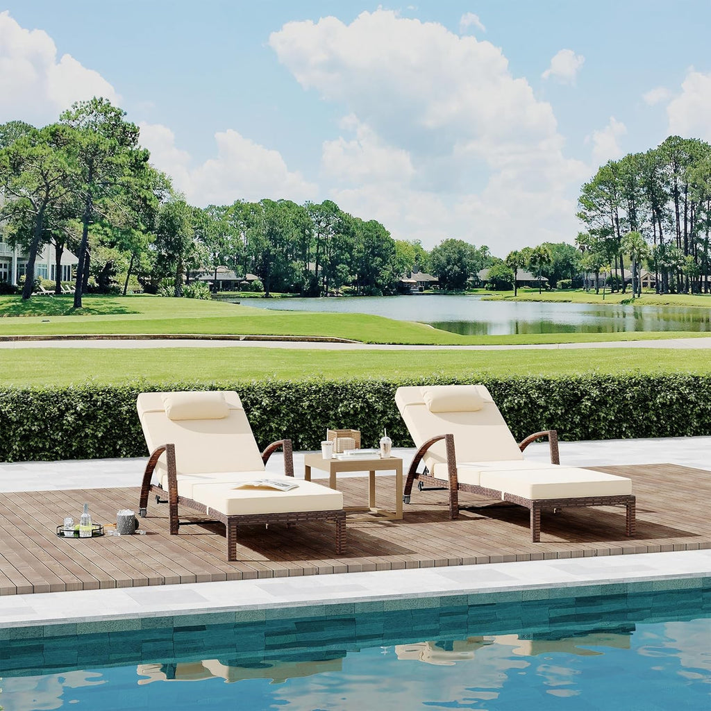 Litake Brown Rattan Pool Chaise Lounge