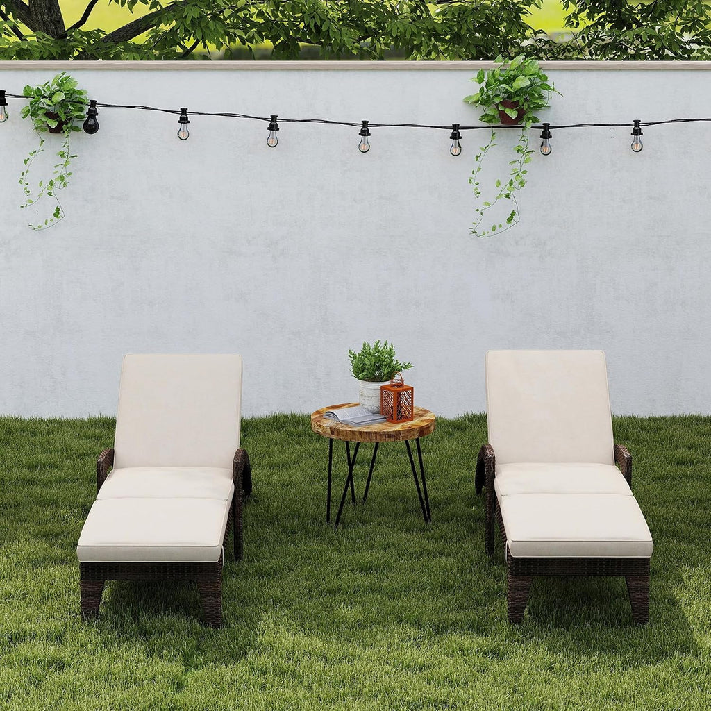2 Khaki Wheeled Wicker Pool Lounges