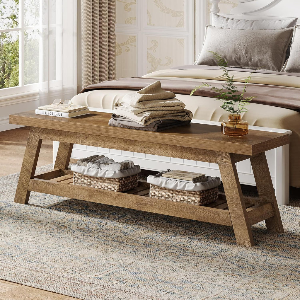 Tribesigns Wood Storage Entry Bench