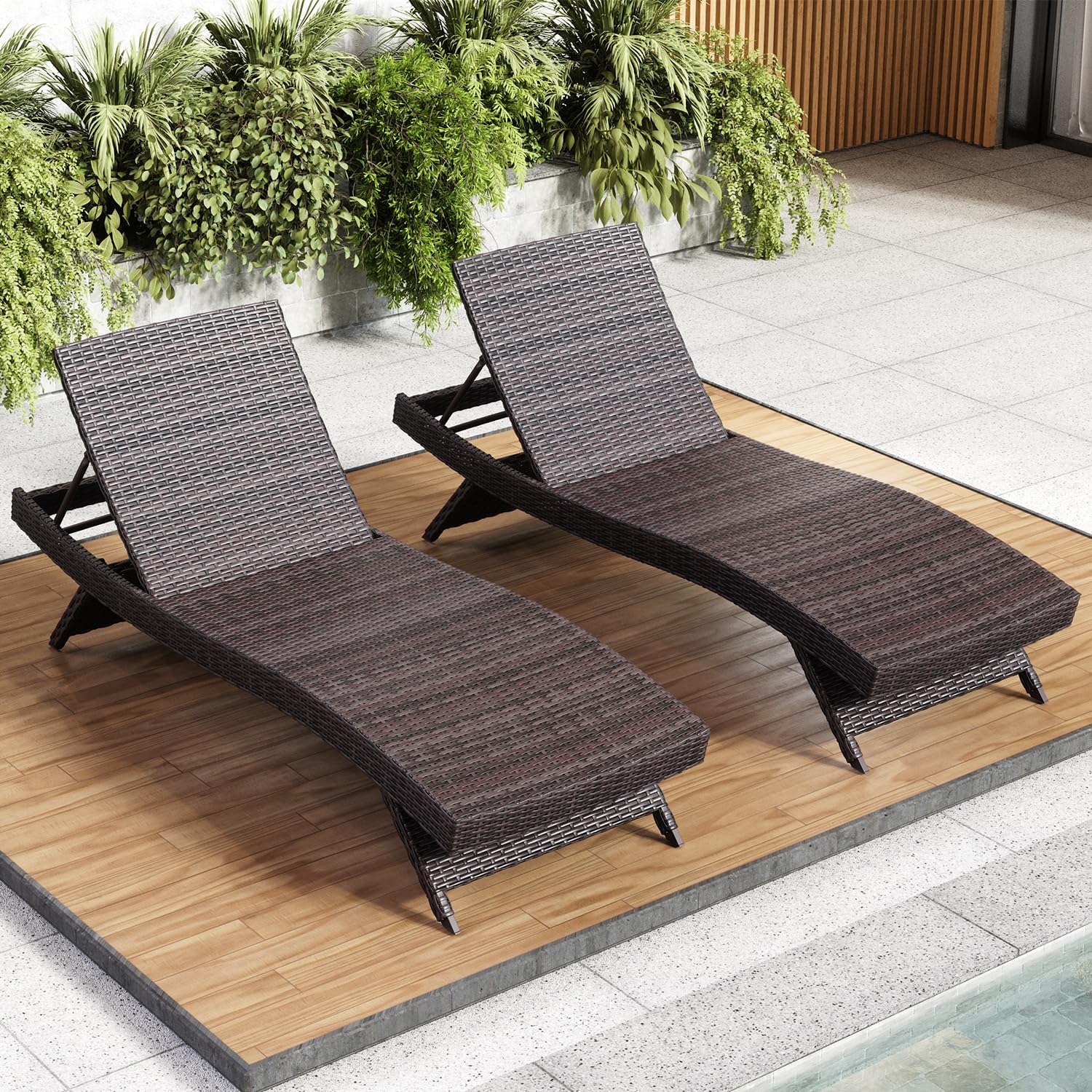 2 Nestl Wicker Reclining Chaise Lounges