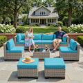 Lake Blue 9pc Wicker Patio Set