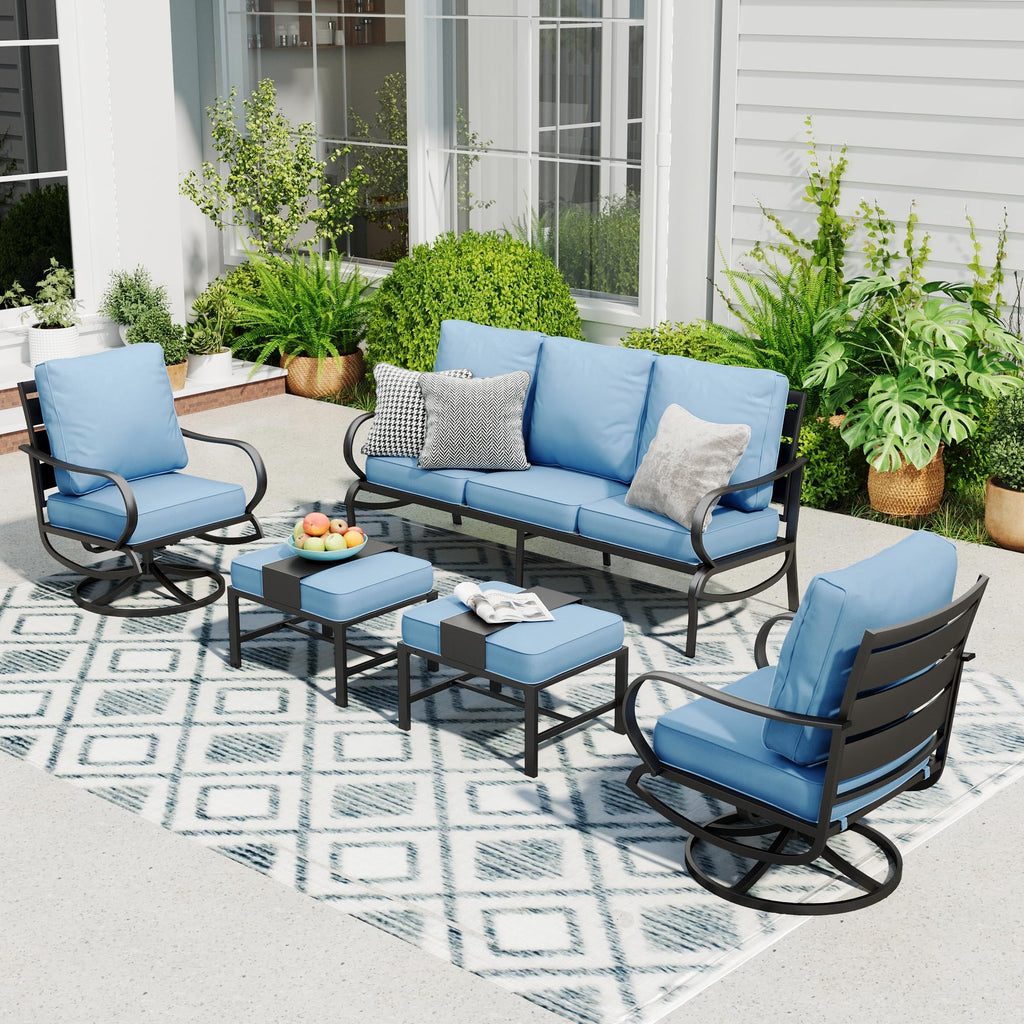 Sophia William Peacock Blue Fire Pit Patio Set