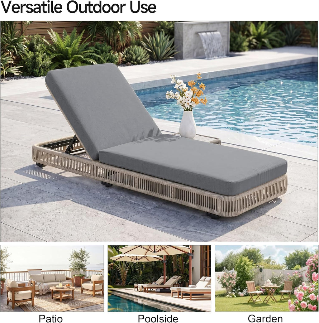 Beige Rattan Adjustable Pool Chaise Lounge