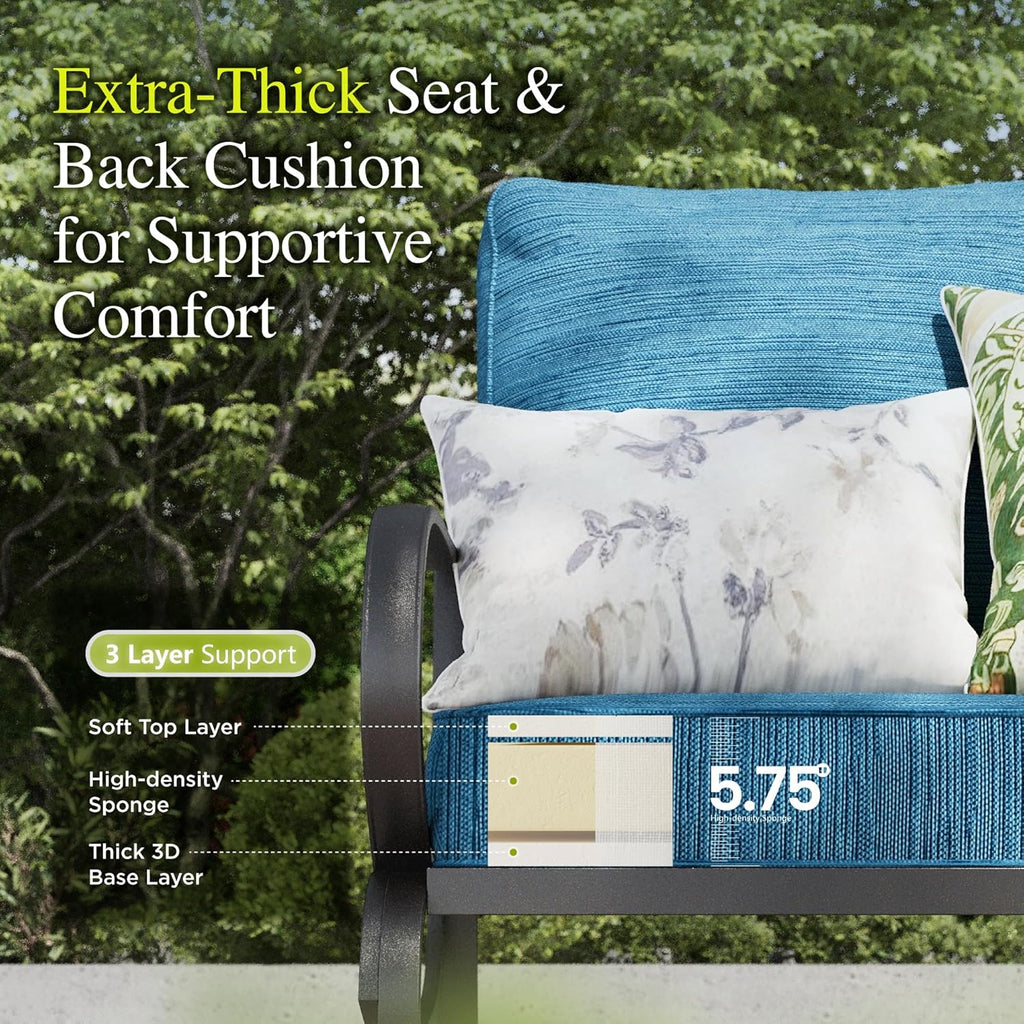 Sophia William Peacock Blue Fire Pit Patio Set