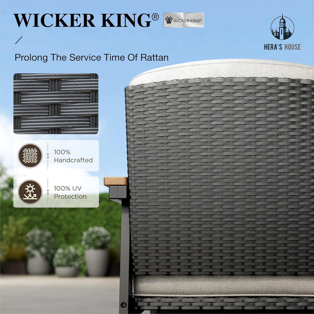 4pc Wicker Patio Set with Wood Table