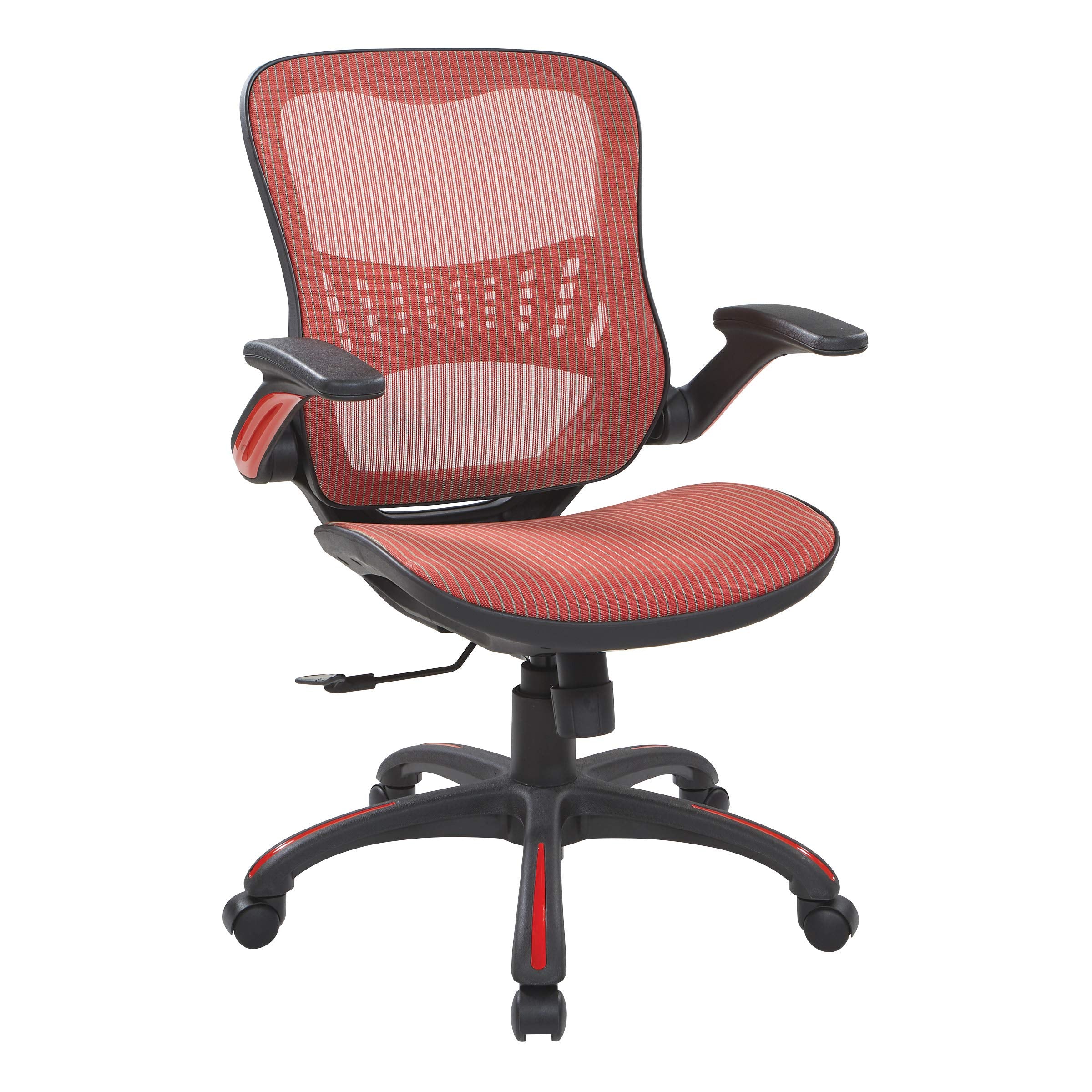 Office Star Ventilated Manager's Office Desk Chair with Breathable Mesh Seat and Back, Black Base, Black