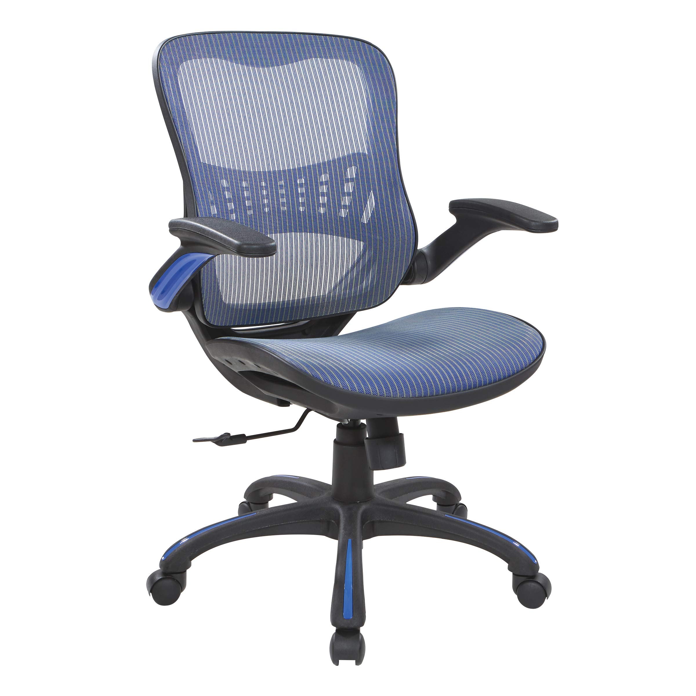 Office Star Ventilated Manager's Office Desk Chair with Breathable Mesh Seat and Back, Black Base, Black
