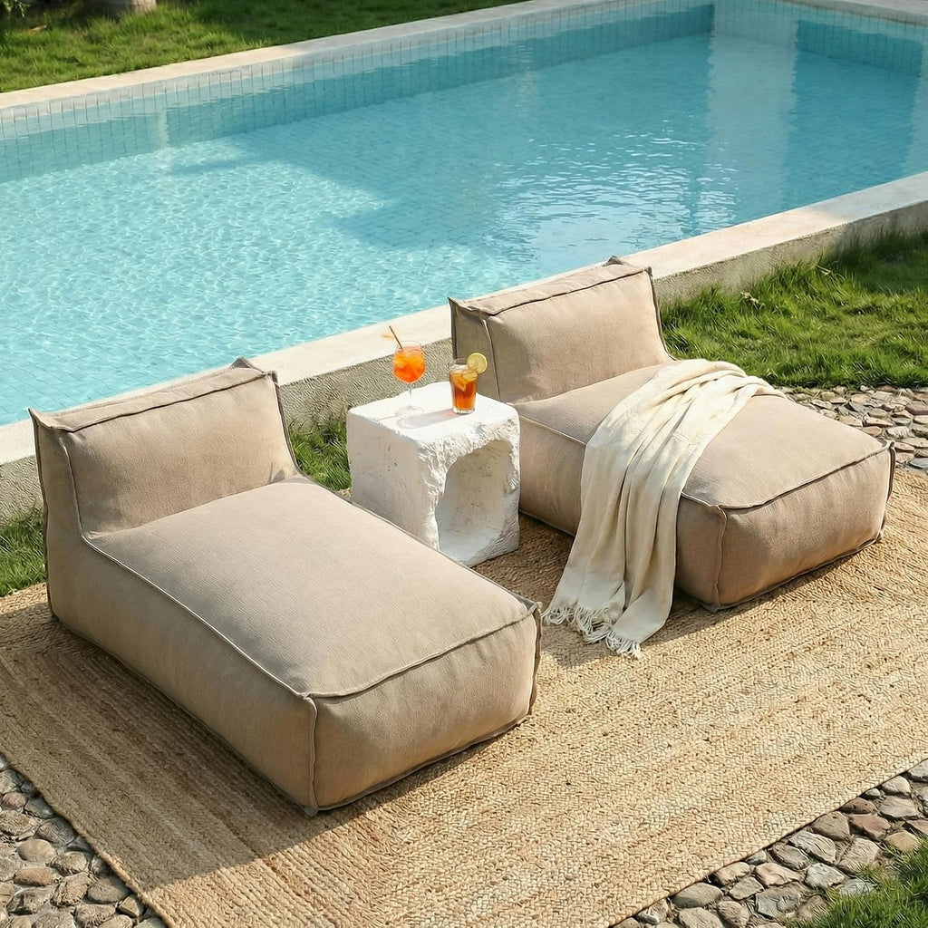 2 Beige Merax Outdoor Bean Bag Lounges