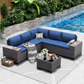 Dark Blue 6pc High Back Patio Set