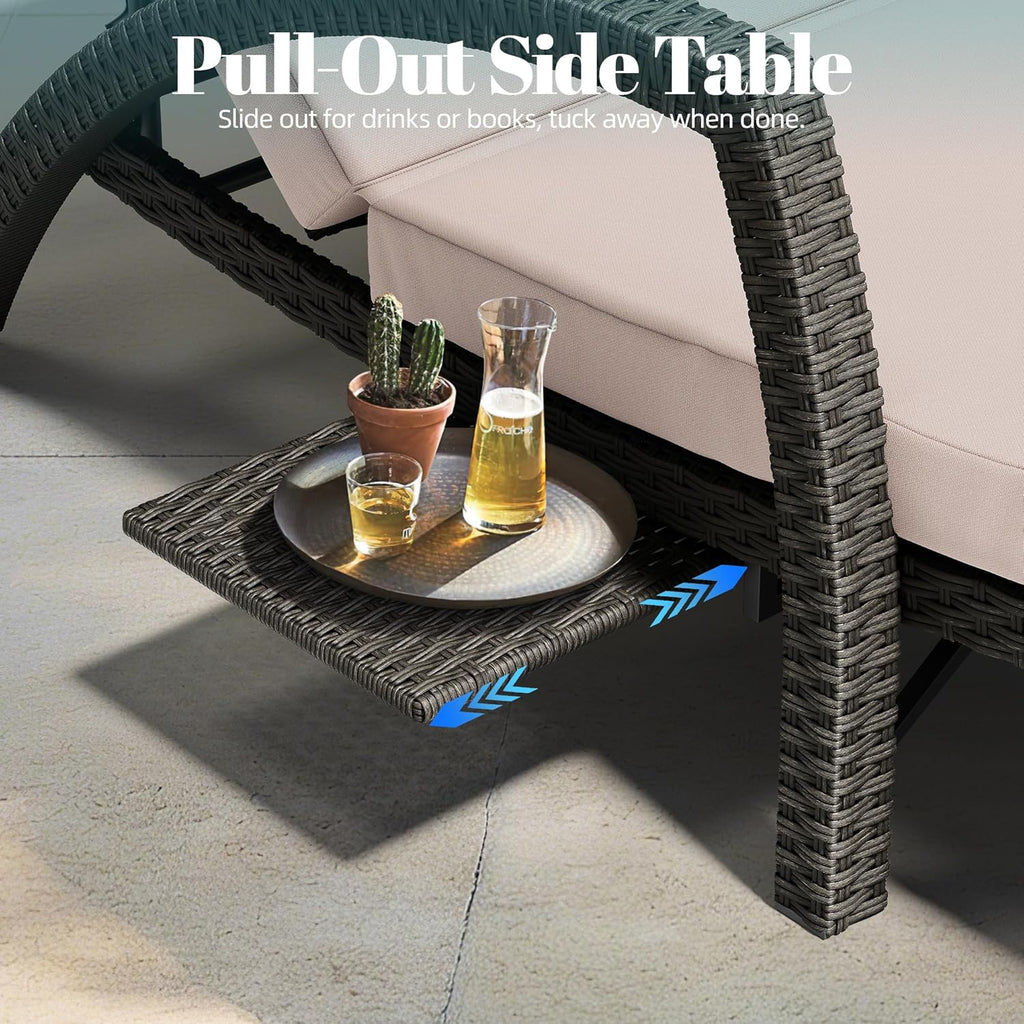 2 Wicker Pool Chaise Lounges with Cushions