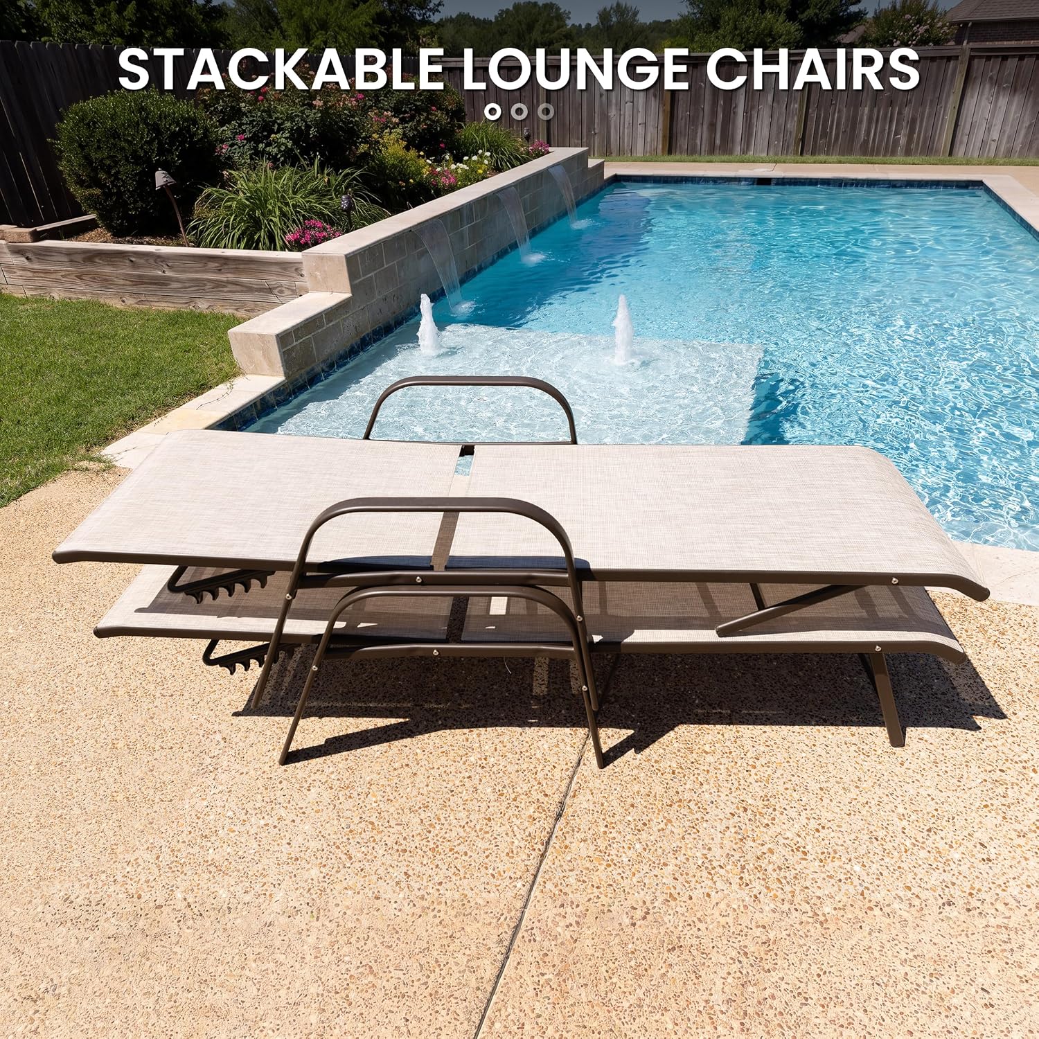 2 Beige Aluminum Pool Chaise Lounges