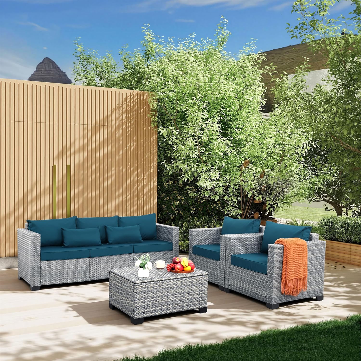 Lviden Peacock Blue 4pc Patio Set