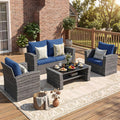 Wisteria Lane Dark Blue All Weather Wicker Patio Sofa